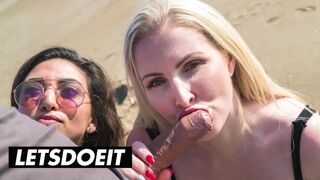 Η Φρίντα Σάντε και ο Τζόρτζι Λάιλ suckφάνε τη ζέστη και γαμάνε ένα τεράστιο πουλί στην παραλία