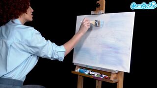 Ryan Keely Bob Ross cosplay πηγαίνει άγρια τη στιγμή της ζωγραφικής